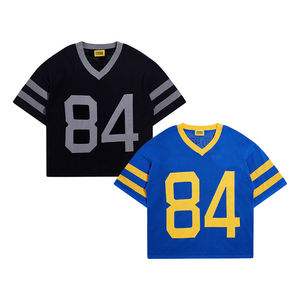 Maillot de football américain à col en V, style streetwear, surdimensionné, en mesh, pour hommes, disponible en deux couleurs - Product Image 1