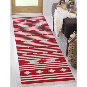Ethnic Style Cotton Dhurrie <b>Runner</b> <b>Rug</b> <b>For</b> <b>Kitchen</b> Use Or Serene Yoga Sessions 009 - Product Image 1