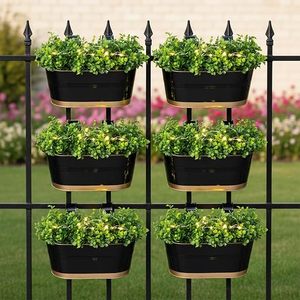 Ensemble de jardinières murales modernes en métal noir thermolaqué avec éclairage pour plantes vertes - Product Image 6