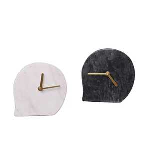 Vintage Silver Round Table <b>Clock</b> Classic White Face Black Numerals Polished Finish Short Legs Decorative Handle Elegant Timepiec - Product Image 2