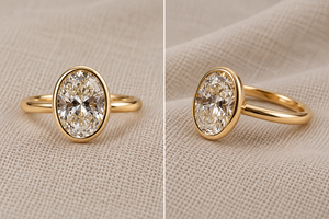 Anillo de Compromiso de Moissanita con Corte Ovalado, Anillo de Boda Solitario con Engaste de Bisel para Mujer, Chapado en Oro de 14K, Certificado IGI - Product Image 3