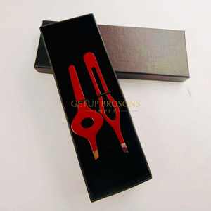 Pince à épiler en acier inoxydable rouge foncé de haute qualité, pointe fine, logo personnalisé, outils de beauté durables, légers et de précision - Product Image 3