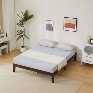 Japanese Style Solid Wood <b>Bed</b> <b>Frame</b> Queen King Sizes Available Painted Pine Wood Beech Material <b>Platform</b> 189*136*30.5cm Single - Product Image 4