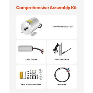 Kit Motore Elettrico Brushless DC 1800W 48V 4500rpm con Controllo Velocità e Pedale Acceleratore per Go Kart e Biciclette Elettriche - Product Image 5