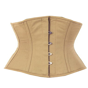 Women <b>Brown</b> Satin Waist Cincher Firm Control <b>Corset</b> Hook-and-Eye Design Shapewear Daily Use - Product Image 5