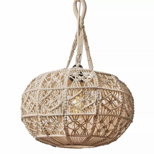 Lámpara Colgante de Macramé de Algodón Hecha a Mano, Redonda, Estilo Boho, Decoración de Iluminación para el Hogar, Bodas, Cafeterías, Suministro al por Mayor - Product Image 1