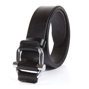 RELEVO INDUSTRIES Genuine Leather <b>Belt</b> with Square Pin <b>Buckle</b> <b>Silver</b> Rectangular Formal Men's Solid Black Cow Hide Lightweight - Product Image 1