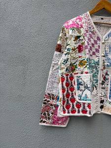 Patchwork Floral <b>Long</b> Sleeve Cotton <b>Cardigan</b> <b>Men</b> Casual Loungewear With Pockets Hand Embroidered Spring Wear gift <b>for</b> her - Product Image 5