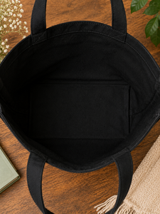 Sac fourre-tout en toile brodée « Choisissez toujours la gentillesse », motif floral noir, style minimaliste, sac de shopping toutes saisons - Product Image 5