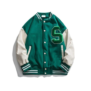 Veste de baseball de haute qualité personnalisée avec logo streetwear, veste trucker, veste varsity en cuir pour hommes - Product Image 1
