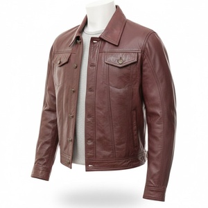 Custom <b>Men's</b> Leather <b>Jacket</b> for <b>Men</b> Solid Color Motorcycle Leather <b>Jacket</b> Made Manufacturers In Pakistan - Product Image 1