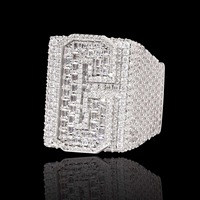 Bague simple pour homme plaquée or 18 carats avec chiffre et lettre personnalisés, sertie de zircon cubique 5A, certifiée par un tiers, pour anniversaire