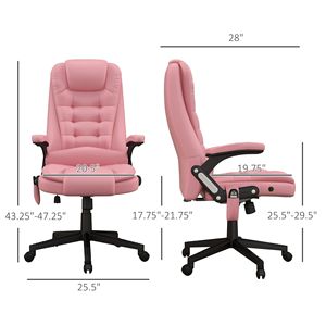 <b>Heated</b> and Massaging <b>Office</b> <b>Chair</b> Reclining Computer <b>Chair</b> with Vibration Armrest Remote Controlled Pink Color - Product Image 3