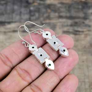 Boucles d'oreilles pendantes en diopside, pierre précieuse unique, en argent sterling 925, faites à la main, bijoux de luxe, cadeau pour fête ou anniversaire - Product Image 6