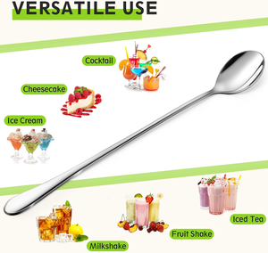 ช้อนไอศกรีมขนาด 9 นิ้ว ด้ามยาว ช้อนชาเย็น ช้อนสแตนเลสหนา ทนทาน สำหรับคนขนมหวาน - Product Image 4