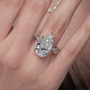 Luxury Moissanite Round Brilliant Cut Cocktail <b>Ring</b> with Large Sparkling Center Stone Rhodium Plated <b>Silver</b> <b>Statement</b> <b>Ring</b> - Product Image 1