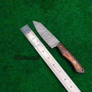 Couteau de cuisine Santoku professionnel en acier Damas, éco-responsable, fait main, pour couper les steaks et les fruits, options OEM personnalisables - Product Image 6