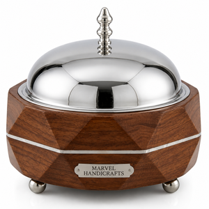 Premium Wooden Stainless Steel Insulated Casserole | Handcrafted Hot <b>Pot</b> Food Warmer Serving Bowl with Lid for Kitchen Dining - Product Image 1