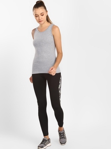 Camiseta sin mangas de algodón gris para mujer, cuello redondo, informal, transpirable, de punto, color liso, chaleco deportivo, longitud regular - Product Image 2