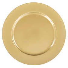 Plato de presentación redondo de lujo en metal dorado con patrón geométrico en relieve y anillo central elevado para hotel - Product Image 3
