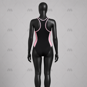 Maillot de bain une pièce pour femmes, colorblock, haute élasticité, dos nu, monokini, rembourrage amovible, pour la plage et la piscine - Product Image 2