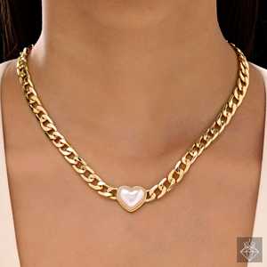 PRAO Collier chaîne pendentif cœur plaqué or anti-ternissement Colliers pendentifs fins - Product Image 3