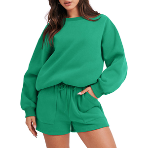 New Arrival Casual Summer Women's Sleeveless Sweatshirt Hoodie Polyester/Cotton Ripped 2 Piece Shorts <b>Set</b> Custom Logo Printing - Product Image 6