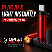 Briquet électrique USB-C rechargeable avec bobine chauffante en alliage d'aluminium et lumière LED pour téléphones mobiles et appareils Samsung