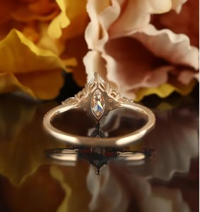 Marquise Cut Moissanite 18K Gold Plated Sterling <b>Silver</b> Engagement Wedding <b>Ring</b> Elegant <b>Solitaire</b> Dainty Vintage Luxury Jewelry - Product Image 4