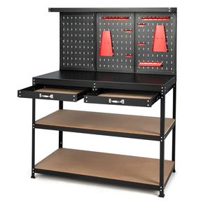 Banco da Lavoro in Acciaio da 48 Pollici con Pannello Forato e Cassetti, Piano Antistatico per Uso in Laboratorio e Magazzino - Product Image 5