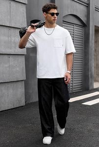 เสื้อยืดโอเวอร์ไซส์ผ้าฝ้ายแท้ 100% น้ำหนัก 220 กรัม พิมพ์ลายตามสั่งที่ไหล่ สไตล์ฮิปฮอป ไซส์พลัส ผ้าฝ้ายแท้ 100% ทรงบ็อกซี่ สำหรับผู้ชาย - Product Image 6