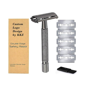 <b>Shaving</b> Set Professional High Quality Men's <b>Shaving</b> <b>Kit</b> with Wood Handle Twin Blade Stainless Steel Blades Latest New Design - Product Image 6