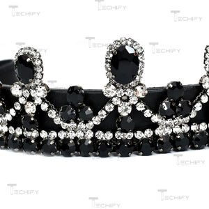 Diadema de cristal negro para caballo – Accesorio ecuestre de cuero con diamantes de imitación de lujo - Product Image 5
