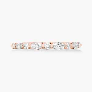 Round Marquise Cut Lab Grown Diamond Half Eternity Wedding Band 0.50carat Matching <b>Stacking</b> <b>Rings</b> Wholesale 14k Gold Manufacture - Product Image 5
