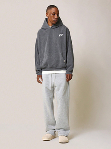 Fabricant sur mesure OEM – Sweats à capuche gris foncé surdimensionnés pour hommes, vente en gros, 500 GSM, pull-over vierge 100 % coton, sweats à capuche personnalisables avec logo, USA - Product Image 1