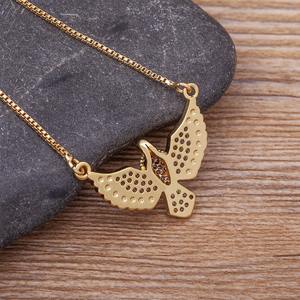 Collier pendentif en forme de colombe de la paix, couleur or, en cuivre, style hip-hop, pour fête, anniversaire, cadeau pour femme, vente en gros - Product Image 6