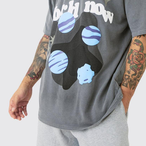 Camiseta de Alta Calidad 100% Algodón Ecológico de 220g para Hombre, Talla Grande, con Logotipo Personalizado, Impresión Puff, Transpirable, Antiarrugas, de Secado Rápido - Product Image 5