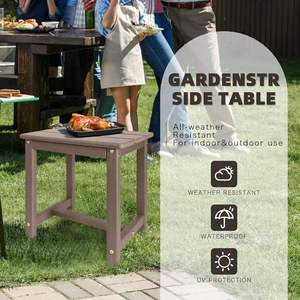 Square Outdoor <b>Table</b> Engineered Wood Modern Design Weather Resistant Leg Base for Patio Garden Decking Furniture - Product Image 4