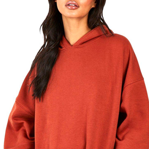 Sudadera con Capucha Extra Grande para Mujer, Color Sólido, Hombros Caídos, Manga Larga, Tejido de Algodón, Informal, Invierno, Transpirable, Ecológica - Product Image 3