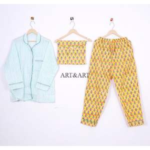 Breathable Cotton Pajama Set Long Pajama <b>Shirt</b> Bridal Party Wear PJ Set Comfort <b>Night</b> Suit Floral Pajama Set Slim Fit Summer - Product Image 6