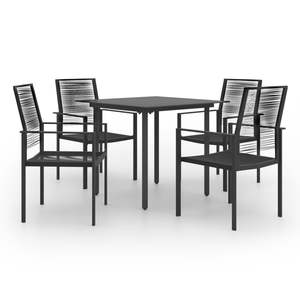 Set da Pranzo in Vetro Nero Resistente per Giardino, Collezione di Mobili di Medie Dimensioni - Product Image 1