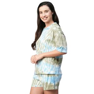 Conjunto de verano para mujer de alta calidad: top camisero de satén con estampado floral y pantalones de cintura alta con elástico. - Product Image 3