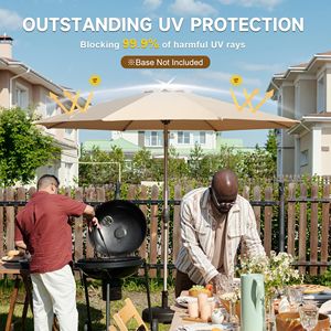 Ombrellone da Patio da 2,7 m con Manovella Inclinabile a Pulsante, Protezione UV, Impermeabile, Ombrellone da Giardino per Esterni 8 - Product Image 2