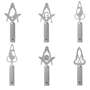 Ensemble décoratif de 6 pièces pour poteaux de loge maçonnique GYM FORCE, en argent, pour cérémonies des francs-maçons, matériau argenté spécial - Product Image 1