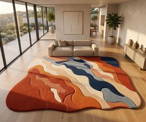 Tapis tufté à la main en mélange de soie/laine de luxe, doux et brillant, pour salle à manger formelle - Product Image 1