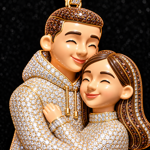Custom Family Pendant Diamond Charms 3D Couple Jewelry Gold Plated Unisex Gift Charm for Wedding Party - Product Image 2