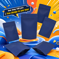 Pochette Doypack Premium Bleu Mat en Aluminium avec Fermeture Zip 12x17cm, Sac Refermable en Plastique pour Emballage Alimentaire, Logo Personnalisé