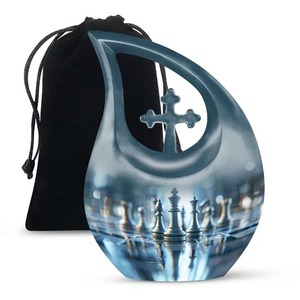 Contenedor de tortuga de la mejor calidad, urna de cremación con gotas de lágrima para cenizas humanas, urna cruzada decorativa con bolsa de terciopelo gratis - Product Image 1