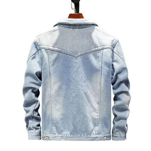 Chaqueta vaquera para hombre con forro de piel sintética, cuello vuelto, abotonadura sencilla, informal, gruesa, lavada, corte regular, para otoño - Product Image 4