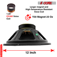 Subwoofer 5Core 12 pouces 1200W PA, modèle portable WF 12120, 8 ohms, basses profondes, haut-parleur de remplacement audio professionnel